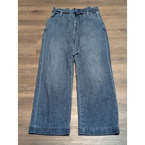 J.Crew Blue Belted Wide Leg Cropped Denim Jeans  Womens 27